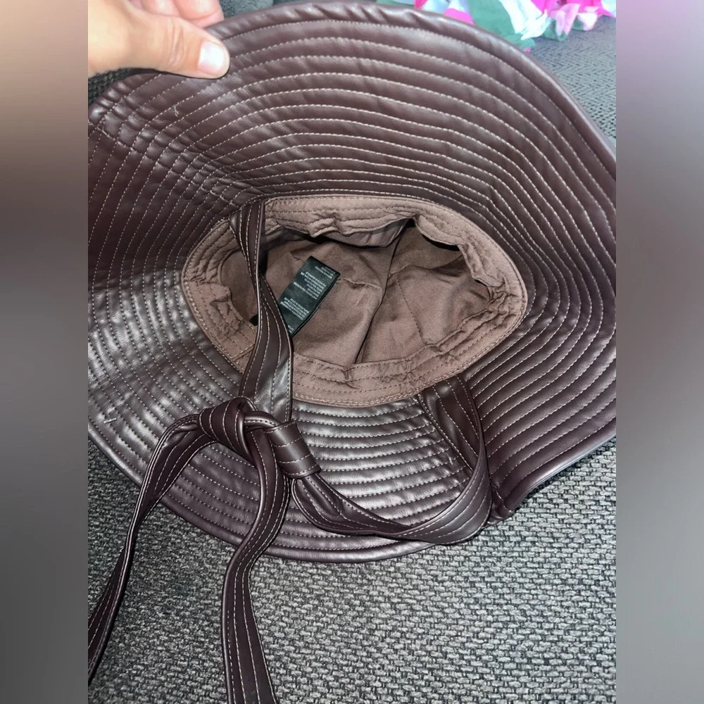 Anthropologie Faux Leather Strap Bucket Hat NWT - Picture 4 of 5